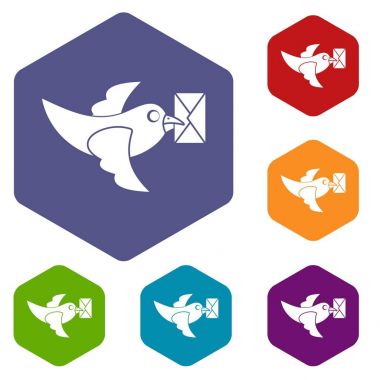 Güvercin sinek ile posta simgeler kümesi altıgen