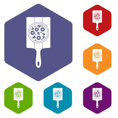 Pizza ile ananas, mantar ve zeytin kutsal kişilerin resmi