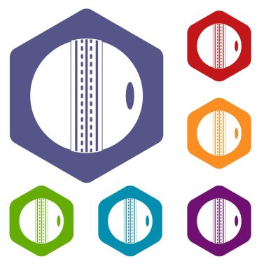 Altıgen siyah ve beyaz kriket topu Icons set