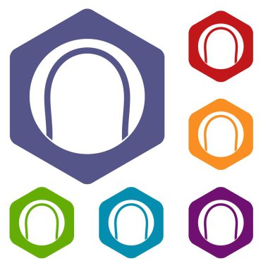 Altıgen siyah ve beyaz tenis topu Icons set