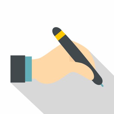 Siyah kalem simgesi, düz stil tutan el