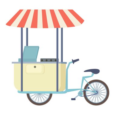 Bisiklet simgesi, karikatür tarzı otomat gıda sepeti