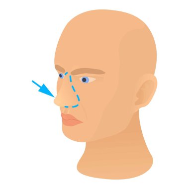 Burun plastik düzeltme simgesi, karikatür tarzı