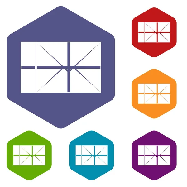 Icônes de colis postal ensemble hexagone — Image vectorielle