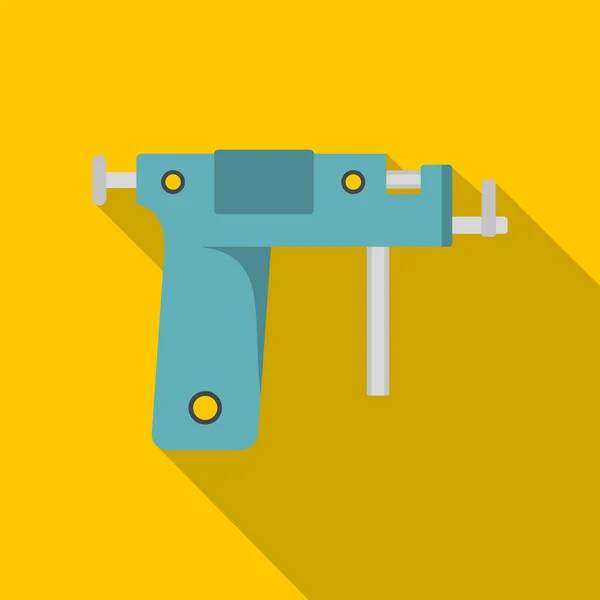 Piercing gun icon, flacher Stil — Stockvektor