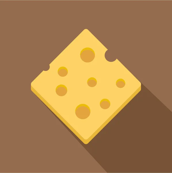 Icono de bloque fresco de queso, estilo plano — Vector de stock