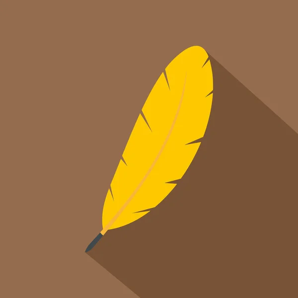 Sarı tüy kalem simgesi, düz stil — Stok Vektör