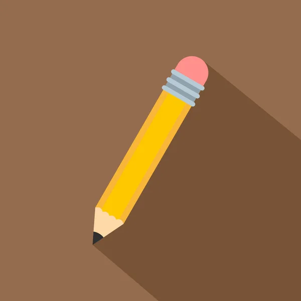 Gelber Bleistift mit Radiergummi-Symbol, flacher Stil — Stockvektor