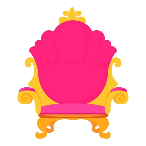 Ícone do trono princesa real rosa, estilo dos desenhos animados — Vetor de Stock