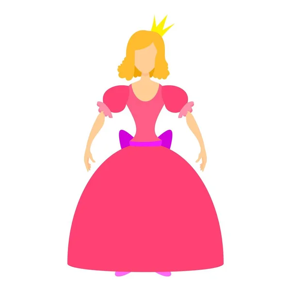 Princesse en robe rose icône, style dessin animé — Image vectorielle