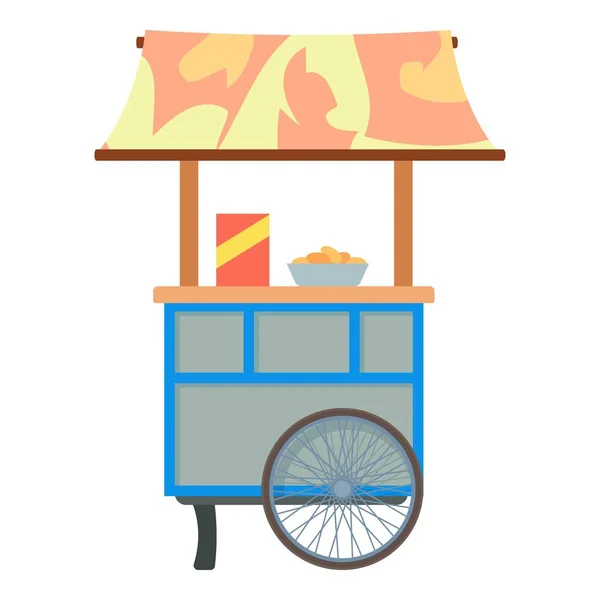 Carrinho móvel para venda ícone de comida, estilo cartoon — Vetor de Stock
