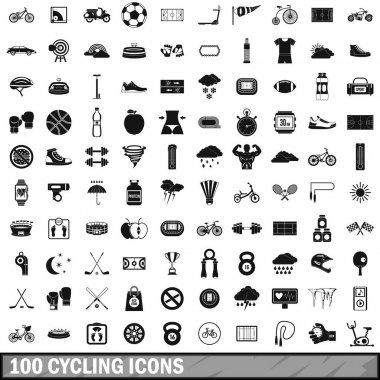100 Icons set, basit tarzı Bisiklete binme