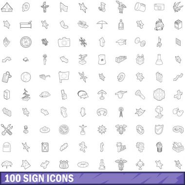 100 işareti Icons set, anahat stili