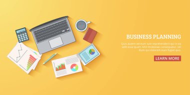 İş planı afiş yatay üst, karikatür tarzı