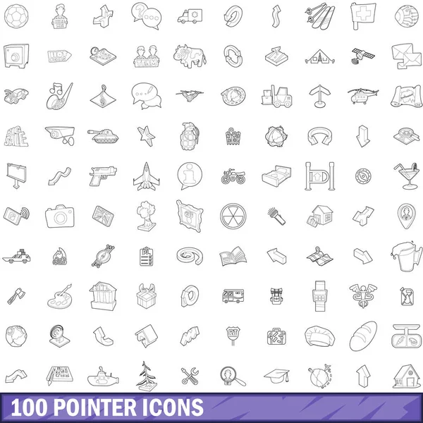 100 işaretçi Icons set, anahat stili