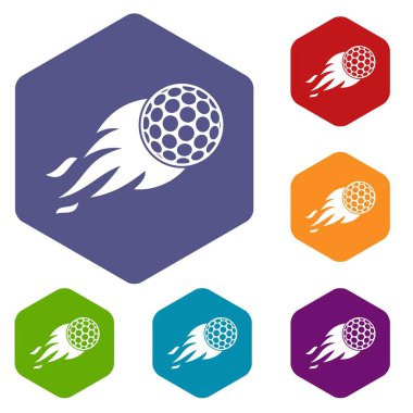 Golf topu simgeler yanan altıgen ayarla