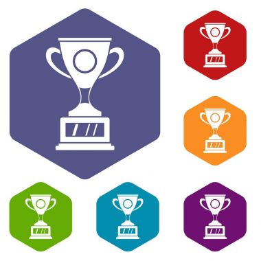 Altıgen kazanan Kupası Icons set