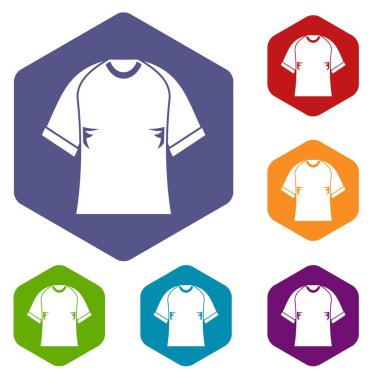 Altıgen Raglan tshirt Icons set