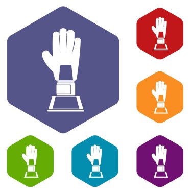 Altıgen beyzbol eldiveni Ödülü Icons set