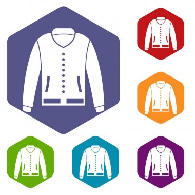 Altıgen ceket Icons set