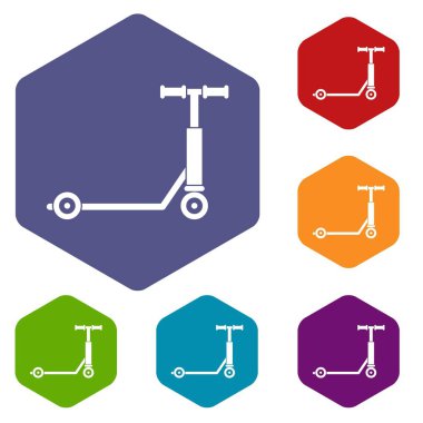 Altıgen scooter Icons set