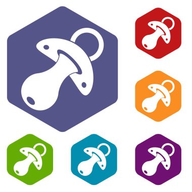 Altıgen bebek emziği Icons set