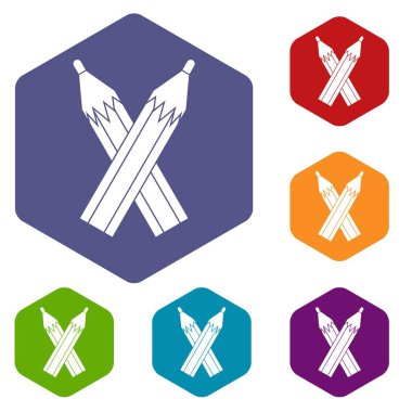 Altıgen kalemler Icons set