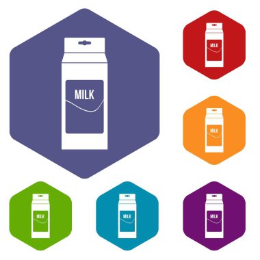 Altıgen süt Icons set