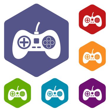 Altıgen video oyun konsolu denetleyicisi Icons set