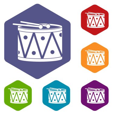 Altıgen davul ve sopaları Icons set