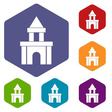 Altıgen blok oyuncak Icons set