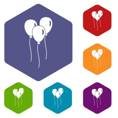 Altıgen balonlar Icons set