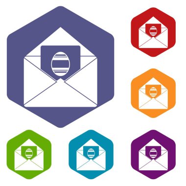 Paskalya kartı Icons altıgen set