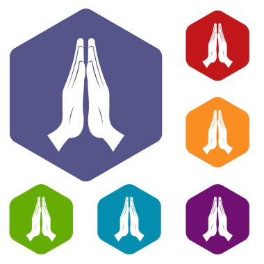 Altıgen dua Icons set