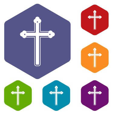 Altıgen Kutsal haç Icons set