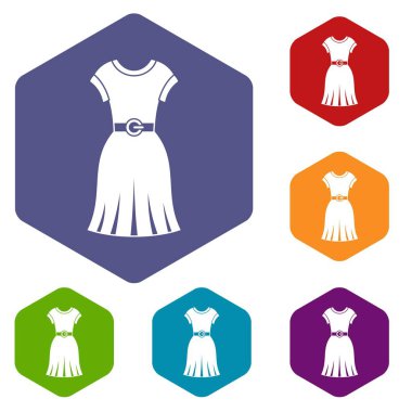 Altıgen elbise Icons set