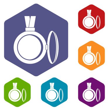 Altıgen madalyon Icons set