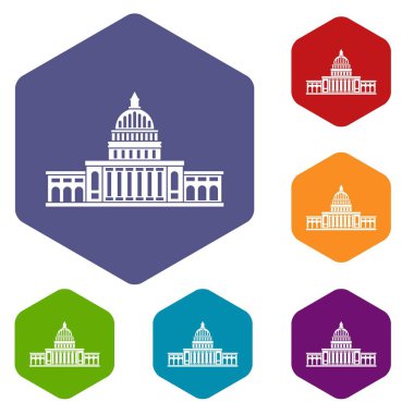 Altıgen Beyaz Saray Icons set