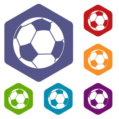 Altıgen futbol topu Icons set