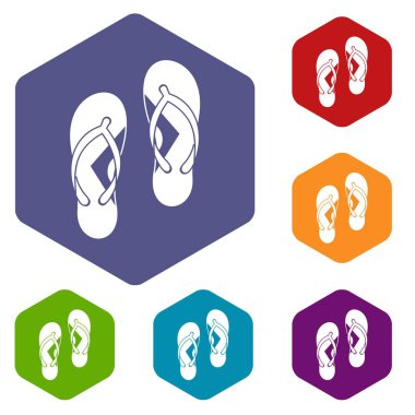 Altıgen flip flop sandalet Icons set