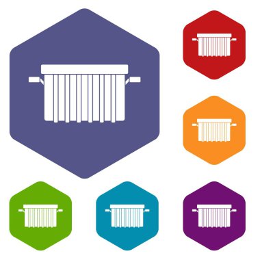 Altıgen çöp tankı Icons set