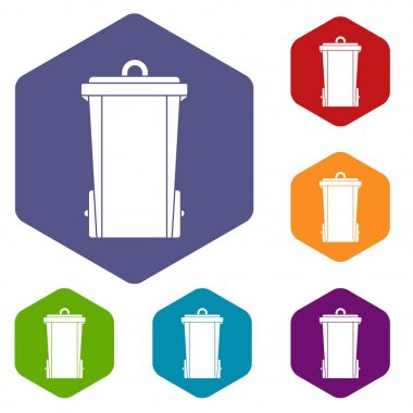 Çöp kutusu simgeler altıgen ayarla