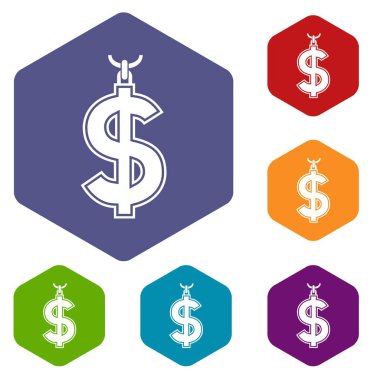 Altıgen set kolye Doları sembol simgeler