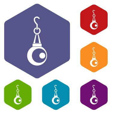 Altıgen güzellik inci kolye Icons set