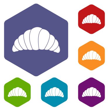 Altıgen kruvasan Icons set