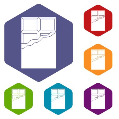 Altıgen çikolata Icons set