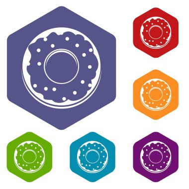 Altıgen çörek Icons set