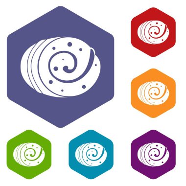 Altıgen meyve somun Icons set