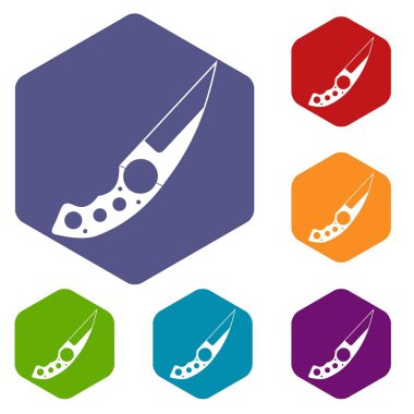 Altıgen küçük bıçak Icons set