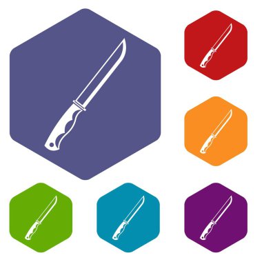 Altıgen bıçak Icons set